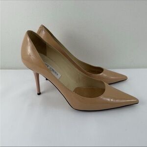 Jimmy Choo London Women's Patent Leather Pointed Toe Pumps Nude Size 38 (US 8)